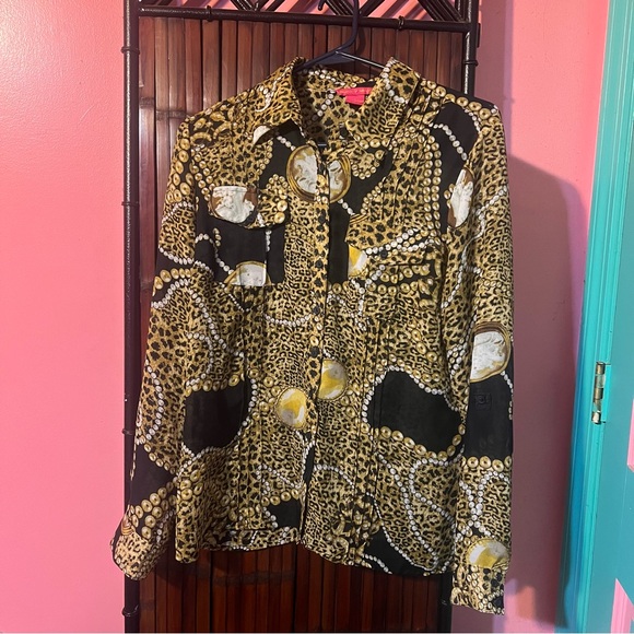 Sunny Leigh Tops - SUNNY LEIGH Womens Size L Long Sleeve Sheer Button Up Blouse Shirt